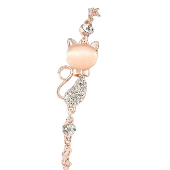 14K Gold Plated Rose Gold Cat Bracelet - Picture 2 of 5
